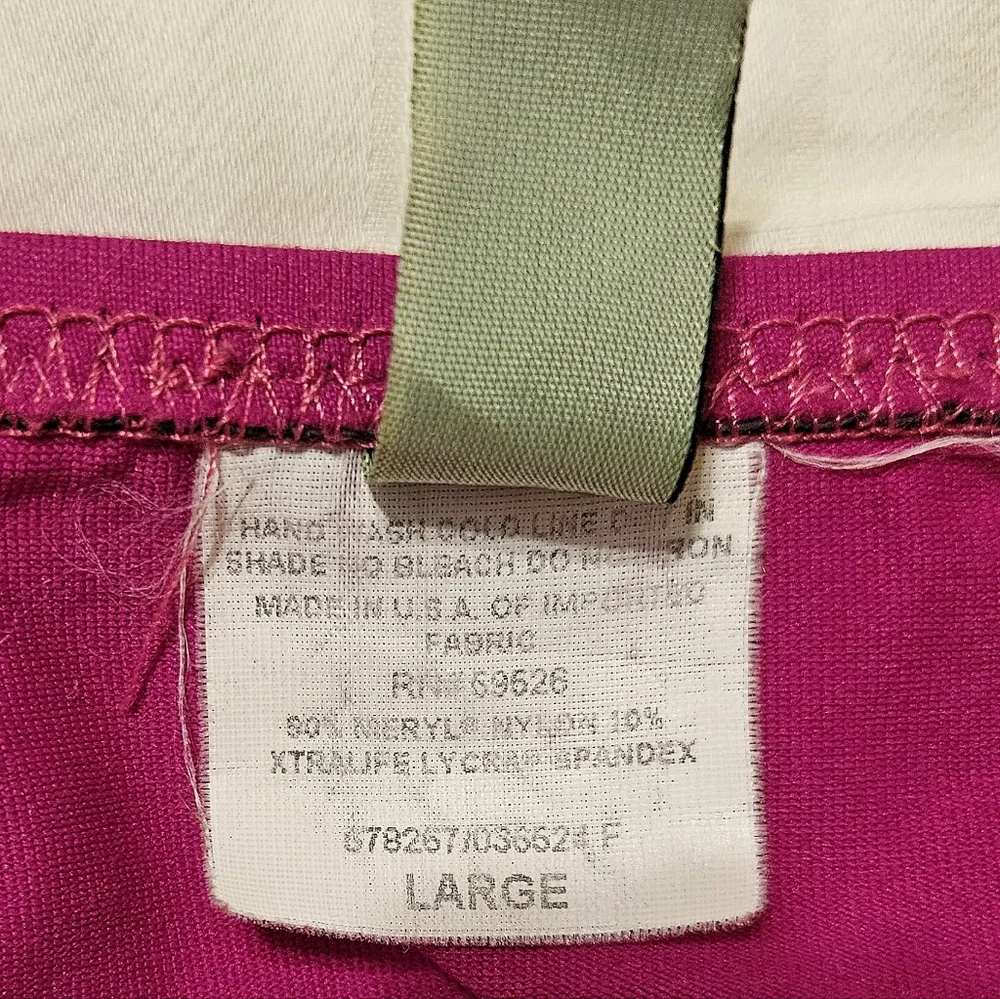BECCA triangle bikini L pink green EUC Rebecca V string coquette girl ruffles